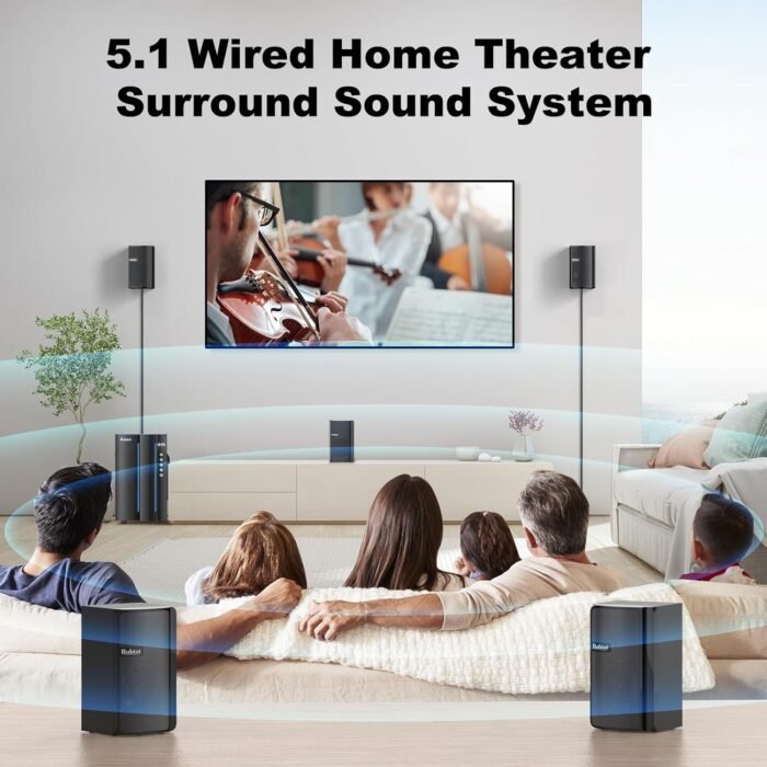 Bobtot Surround Sound Systems Home Theater System - 800 Watts Peak Power 6.5" Subwoofer 5.1/2.1 Wired Stereo Speakers Strong Bass with HDMI ARC Optical AUX Bluetooth Input - Image 2