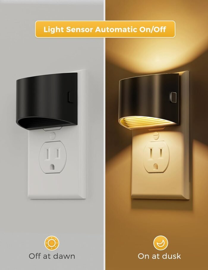 L LOHAS LED Night Lights Plug into Wall 2 Pack, Dusk to Dawn Sensor Nightlight, Brightness Adjustable, 3000K Soft White - Image 3