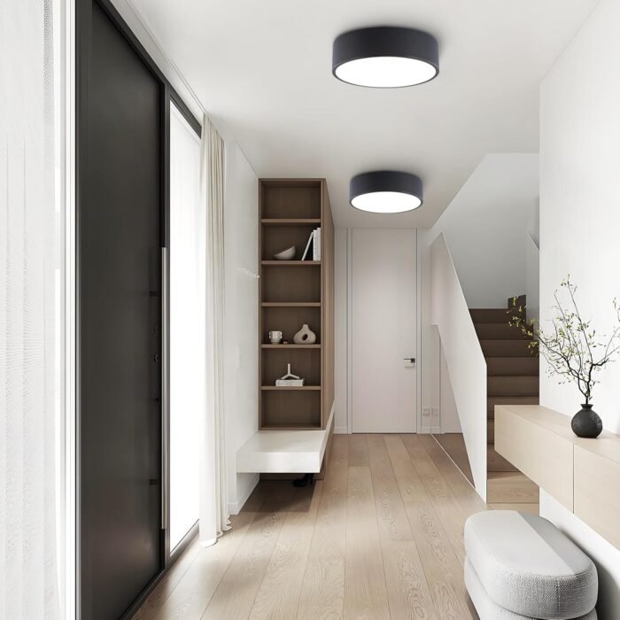 Modern Dimmable Round LED Flush Mount Ceiling Light Fixture, Mounted Ceiling Lighting Fixtures Black,5CCT 2700-6000K,Ceiling Lamp for Kitchen Hallway Bedroom Laundry Room Hall Entryway,11.8" - Image 6