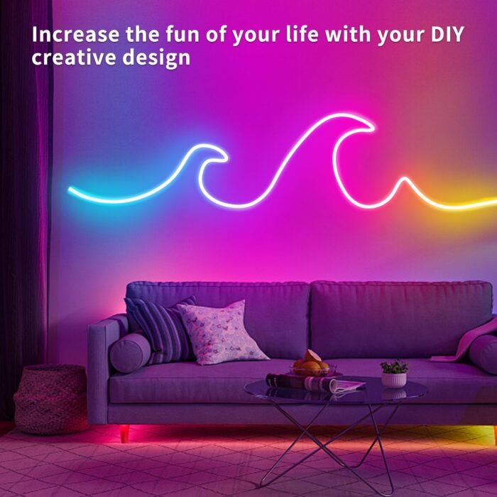 LED neon Lights Strip 132FT,DC 24V RGB LED neon Light Strip APP Remote Controls Control Waterproof Flexible Neon LED Rope Lights for Bedroom,Playroom,Outdoors Decor（2 Rolls of 66ft - Image 4