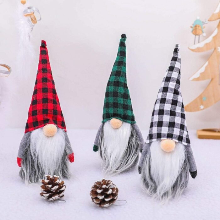 Gnomes Christmas Decorations 3PC Handmade Santa Scandinavian Tomte Plush Gnom, Home Tabletop Ornaments Christmas Gnome Decor for Adults. - Image 2