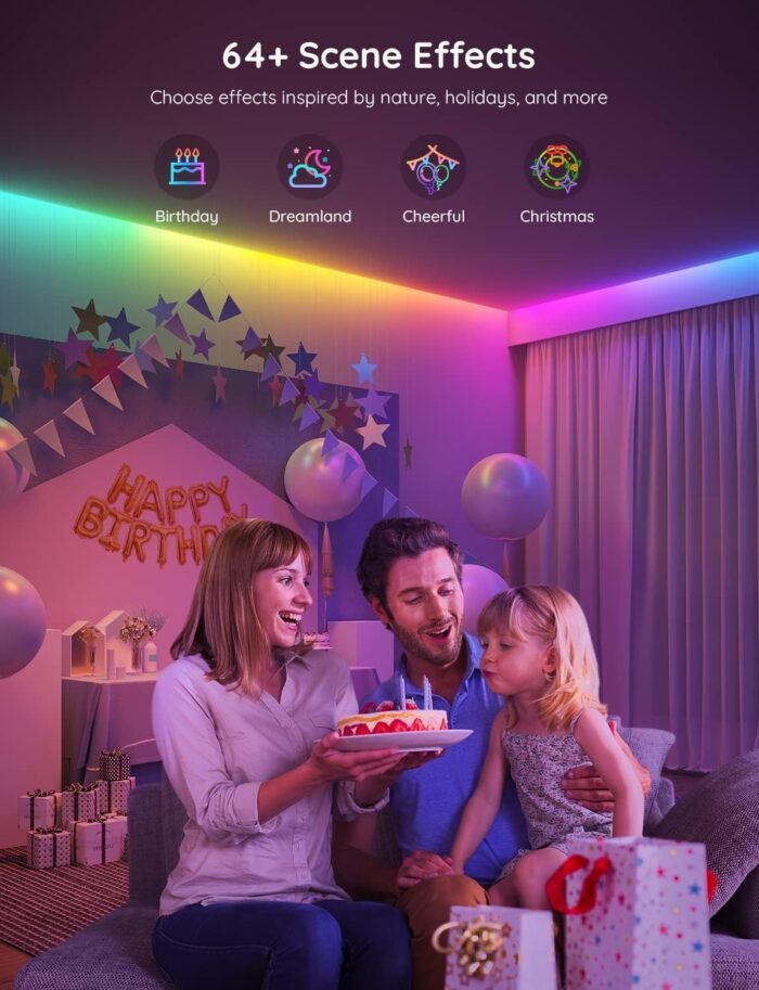 Govee RGBIC LED Strip Lights, Smart LED Lights for Bedroom, Bluetooth LED Lights APP Control, DIY Multiple Colors on One Line, Color Changing LED Strip Lighting Music Sync, Christmas Decor, 16.4ft - Image 7