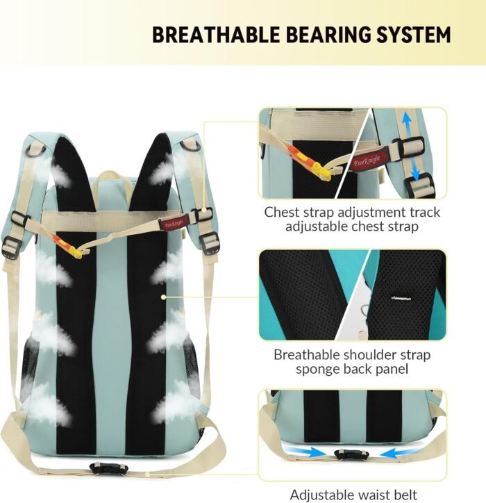 Bseash 40L Waterproof Hiking Backpack with Rain Cover, Outdoor Sport Travel Bag Daypack for Camping Climbing Skiing Cycling (Black) - Image 3