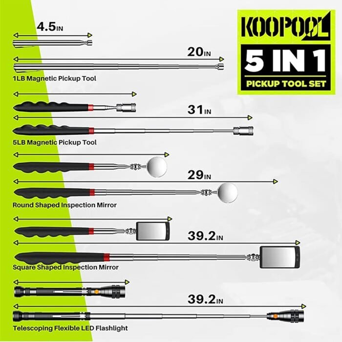 Telescoping Magnetic Pickup Tool Set-Extendable Magnet Flashlight with Inspection Mirror, Birthday Gifts for Men or Women, Boyfriend, Him, Husband, Father, Handyman, Mechanic - Image 6