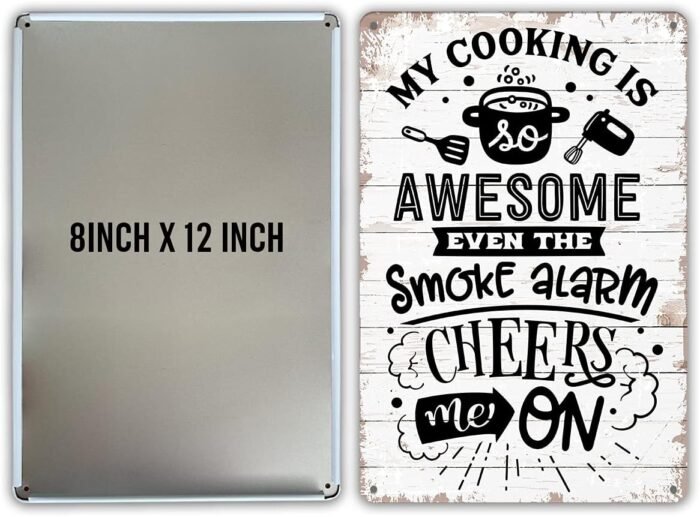 QIONGQI Funny Kitchen Quote My Cooking is Awesome Metal Tin Sign Wall Decor Retro Kitchen Signs with Sayings for Home Kitchen Decor Gifts - Image 2