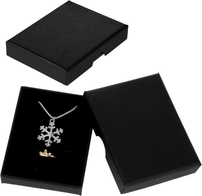 2 Pcs Small Jewelry Gift Box Fancy Necklace Bracelet Earring Drawer Organizer Box Kraft Empty Jewellery Boxes Cardboard Gift Boxes with Lids Portable Square Pendant Storage Case for Birthday Wedding - Image 8