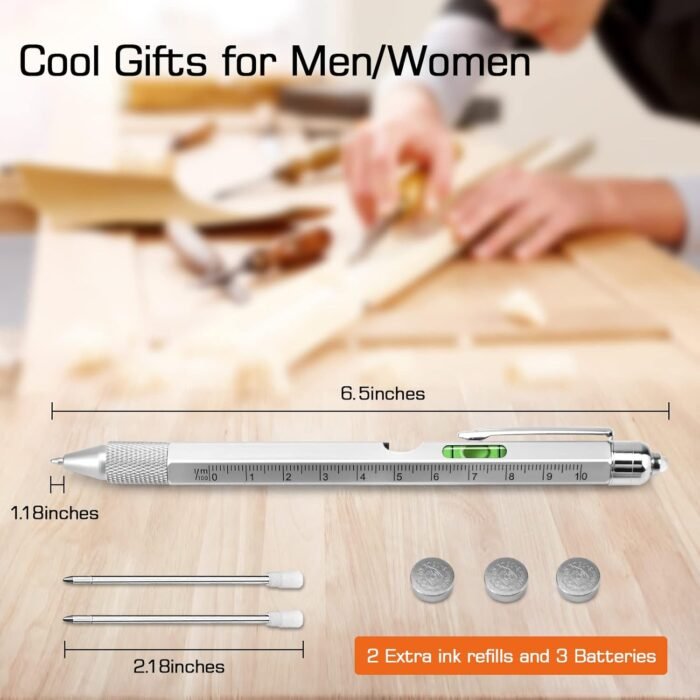 Father’s Day Dad Gifts, 9 in 1 Multitool Pen, Cool Gadgets Tools for Men, Gifts for Boyfriend, Stocking Stuffers for Men Him, Unique Stuff Gifts for Men Boyfriend Husband Friends Grandpa - Image 3