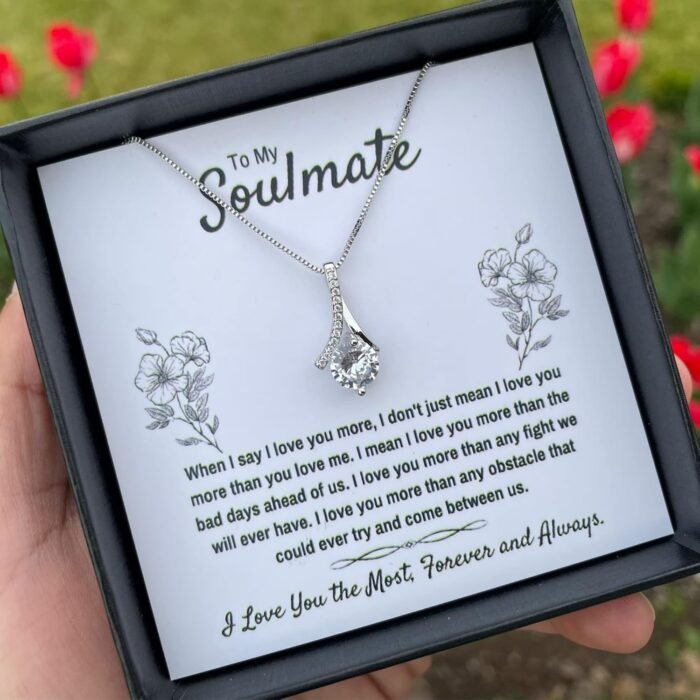 To My Soulmate Necklace Birthday Christmas Jewelry Gifts For My Wife with Message Card Box Personalized Gift Present Pendant for Future Wife Soulmate Girlfriend Love - Image 2