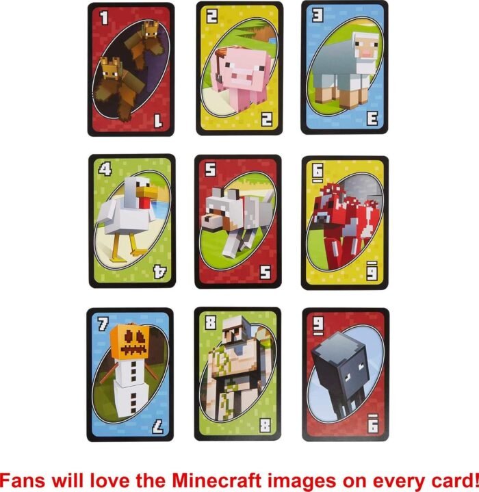 Mattel Games UNO Minecraft Card Game for Family Night with Minecraft-themed Graphics in a Collectible Tin for 2-10 Players (Amazon Exclusive) - Image 3