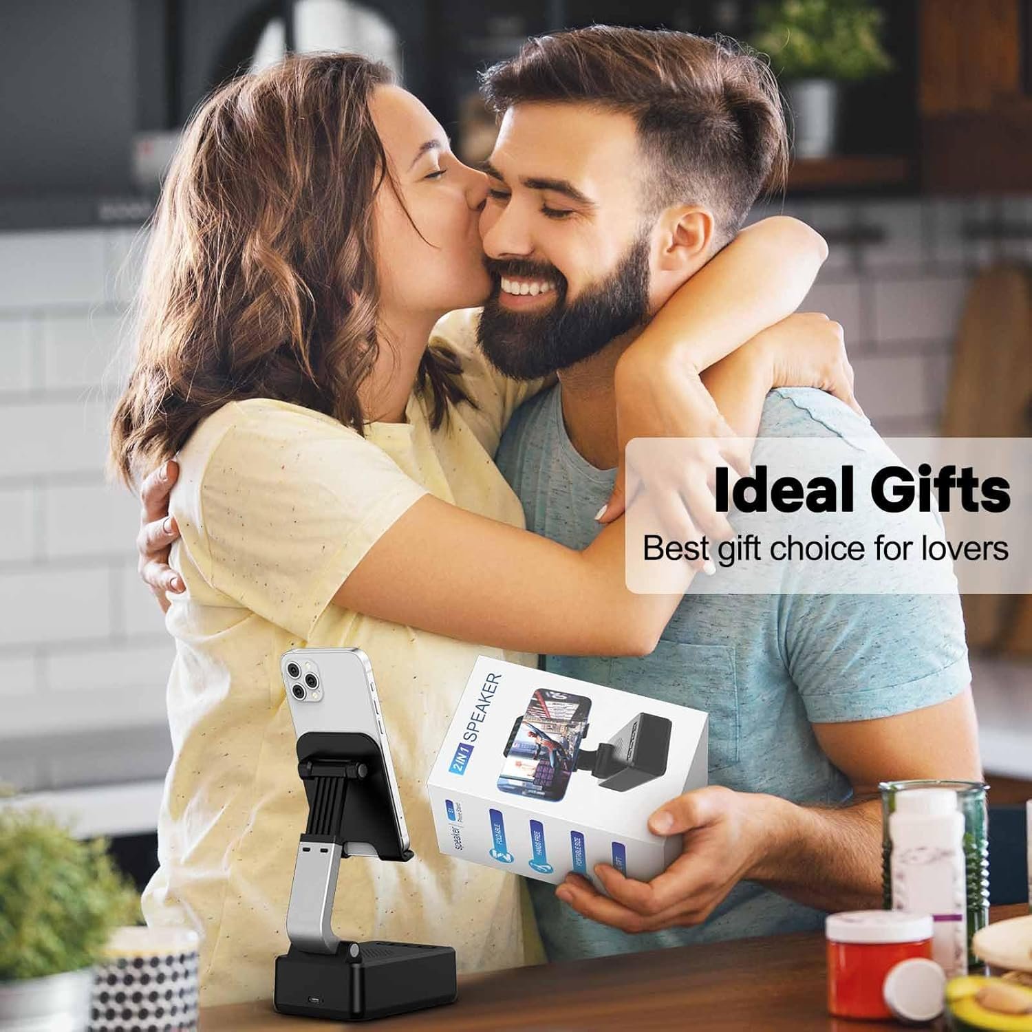 LENRUE Gifts for Men Women, Cell Phone Stand with Wireless Bluetooth Speakers, Flexible Comfort View, Loud Clear Sound, Birthday Gifts for Women Men Everyone, Tech Gadgets for Phones - Image 6