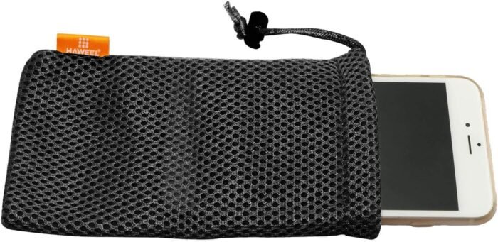 5pcs Multifunction Nylon Mesh Drawstring Pouch Bag for Mobile Phone,Sunglasses,Electronic Gadgets-Travel Organizer Outdoor Activities Storage Pouch 3.5"x 7.3"(Black)