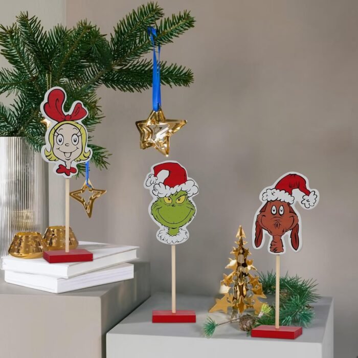 Christmas Decorations, Set of 3 Christmas Pedestal Tabletop Decorations, Rustic Christmas Table Centerpiece for Home Kitchen Decor - Image 5