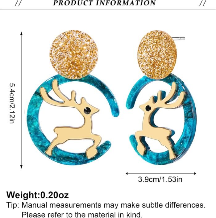 Christmas Snowflake/Jingle Bell/Bow Christmas Wreath/Candy/Snowman/Santa Claus Gift Gloves/Deer Earrrings Dangle Drop Holiday Jewelry Gifts for Women - Image 4