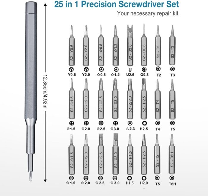 25-in-1 Small Precision Screwdriver Set, Professional Magnetic Mini Repair Tool Kit for Phone, Computer, Watch, Laptop, Macbook, Game Console, Electronic Jewelry, Toys, Computer, Eyeglass Repair - Image 2
