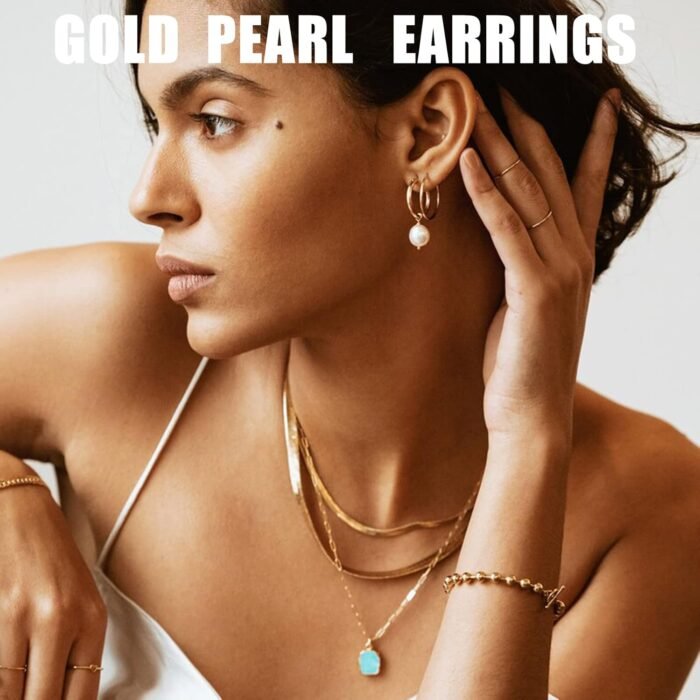 FAXHION 36 Pairs Gold Earrings Set for Women, Fashion Pearl Chain Link Stud Drop Dangle Earrings Multipack Hoop Earring Packs, Hypoallergenic Earrings for Birthday Party Jewelry - Image 2