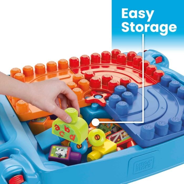 MEGA BLOKS First Builders Toddler Blocks Toy Set, Build ‘n Learn Activity Table with 30 Pieces and Storage, Blue, Ages 1+ Years (Amazon Exclusive) - Image 2