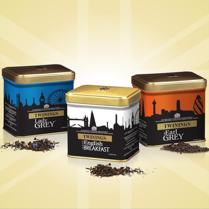Twinings London Skyline Red, White, and Blue Commemorative Collection of Loose Leaf Teas, Limited Edition Gift Set, 100g Tins (Pack of 3), Includes Original English Breakfast, The Earl Grey, & Lady Grey Tins - Image 3