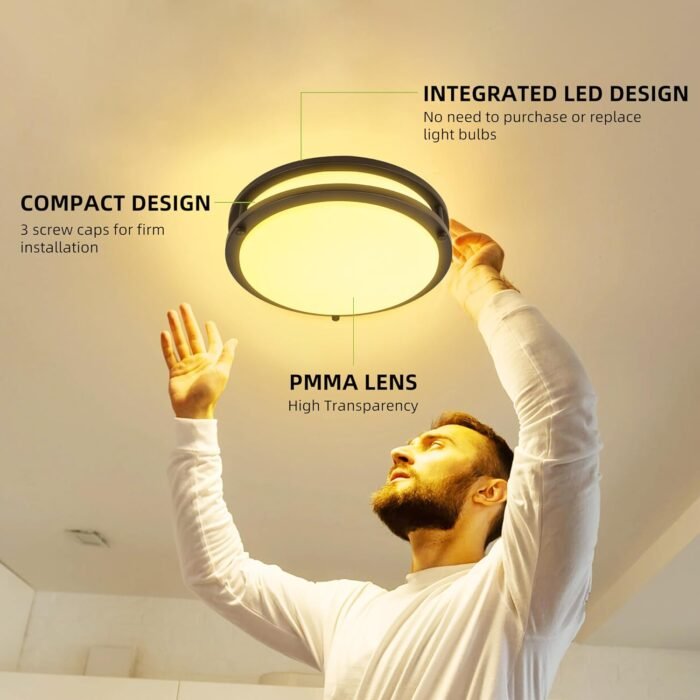 hykolity 10 inch Flush Mount LED Ceiling Light Fixture, 17W 1100lm, 2700K/3000K/3500K/4000K/5000K Adjustable Ceiling Lights, Oil Rubbed Bronze Saturn Dimmable Lighting for Hallway Bathroom or Kitchen - Image 7