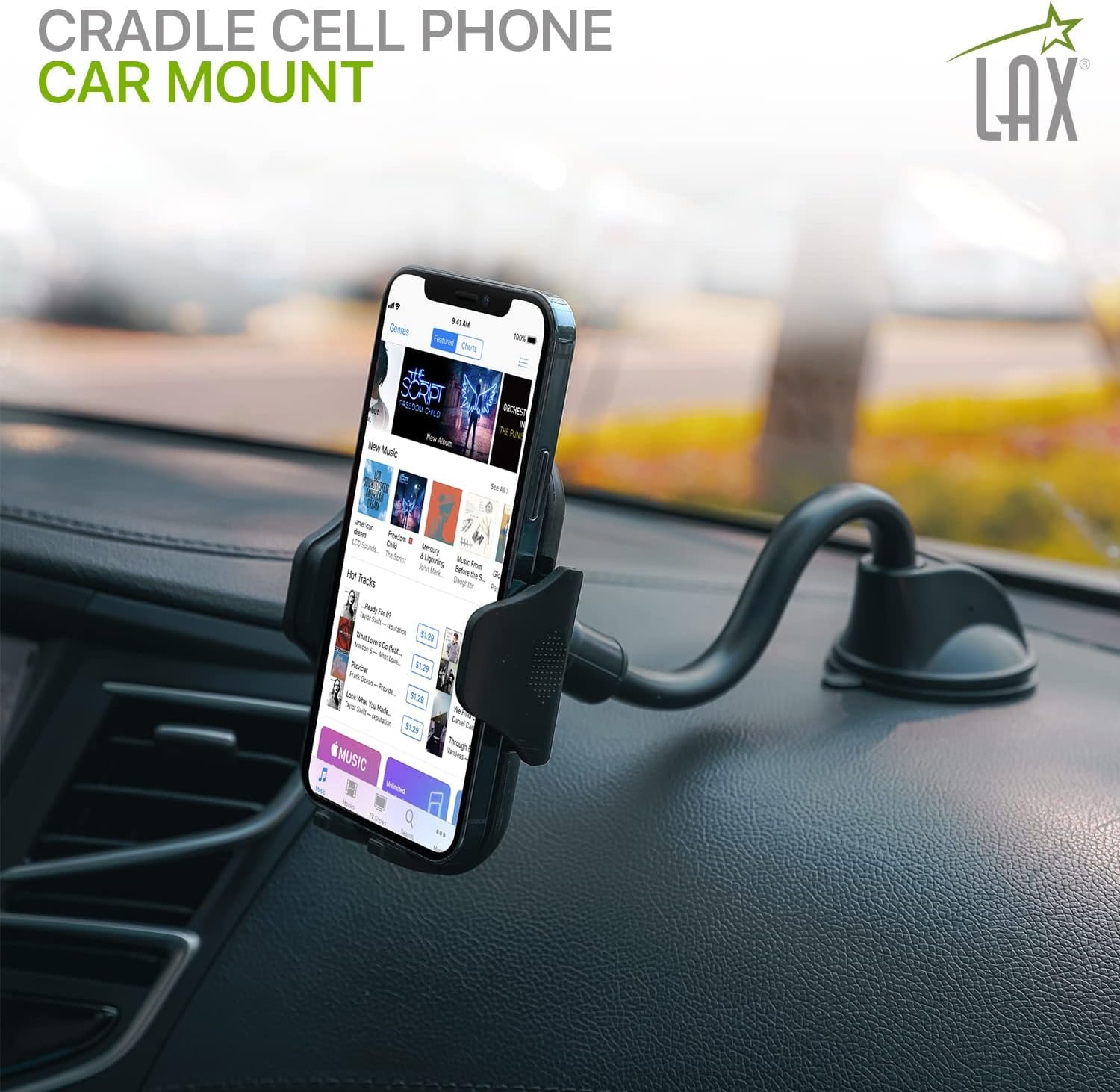 LAX Gadgets Cup Holder Phone Mount for iPhone 13, Samsung Galaxy S20, GPS Devices - Black - Image 4