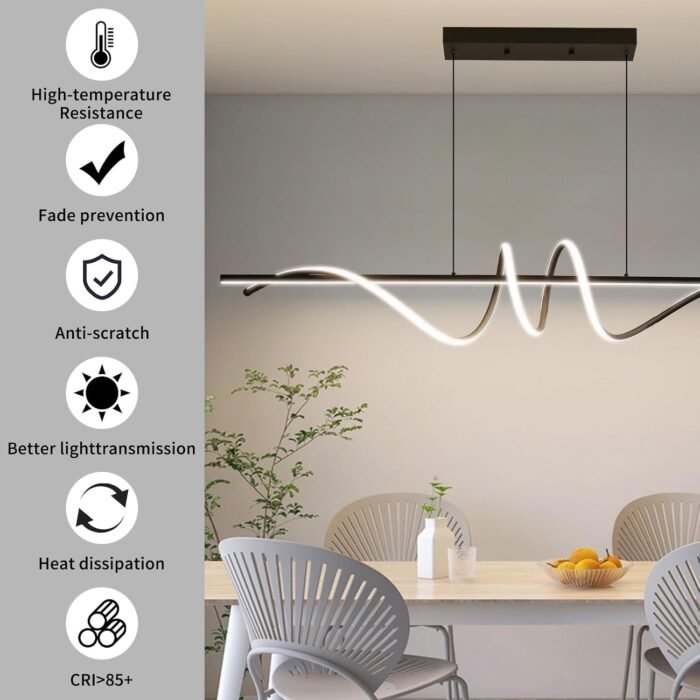 Modern LED Chandelier Light, 39IN Pendant Light Fixtures Dimmable with Remote Control 3000k-6500K Adjustable Color Temperature，Aluminum Island Lighting Lamp for Dining Room, Living Room, Island - Image 5