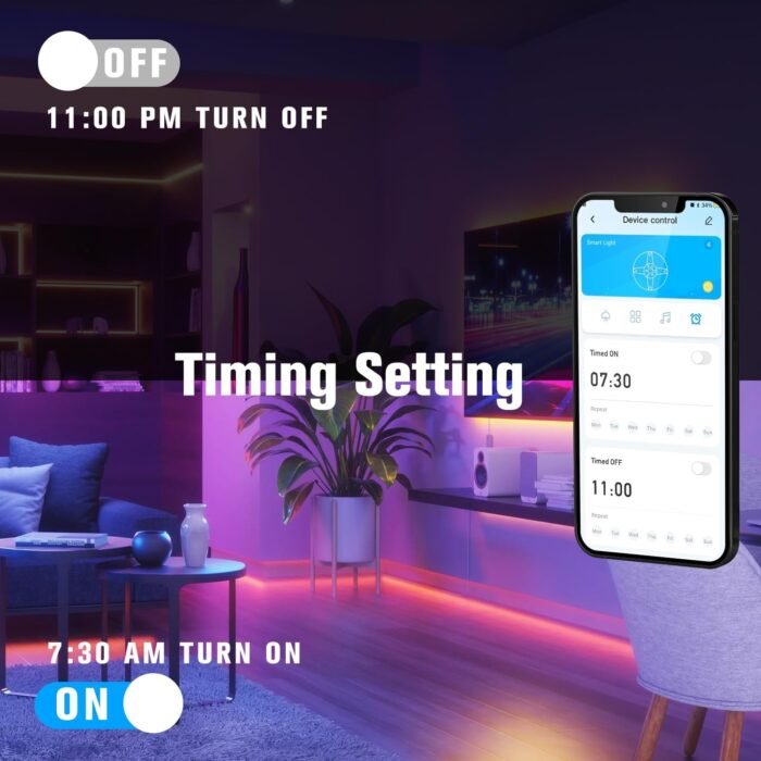 DAYBETTER LED Strip Lights 130ft Lights Strip for Bedroom, Desk, Indoor Room Bedroom Brithday Gifts RGB Decor with Remote and 24V Power Supply - Image 3