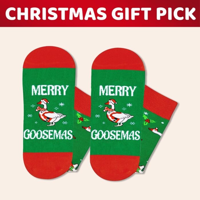 HAPPYPOP Christmas Gifts Stocking Socks for Teens - Secret Santa Socks Xmas Stocking with Greeting Card for Goose Lovers Christmas Geese Gifts - Image 6