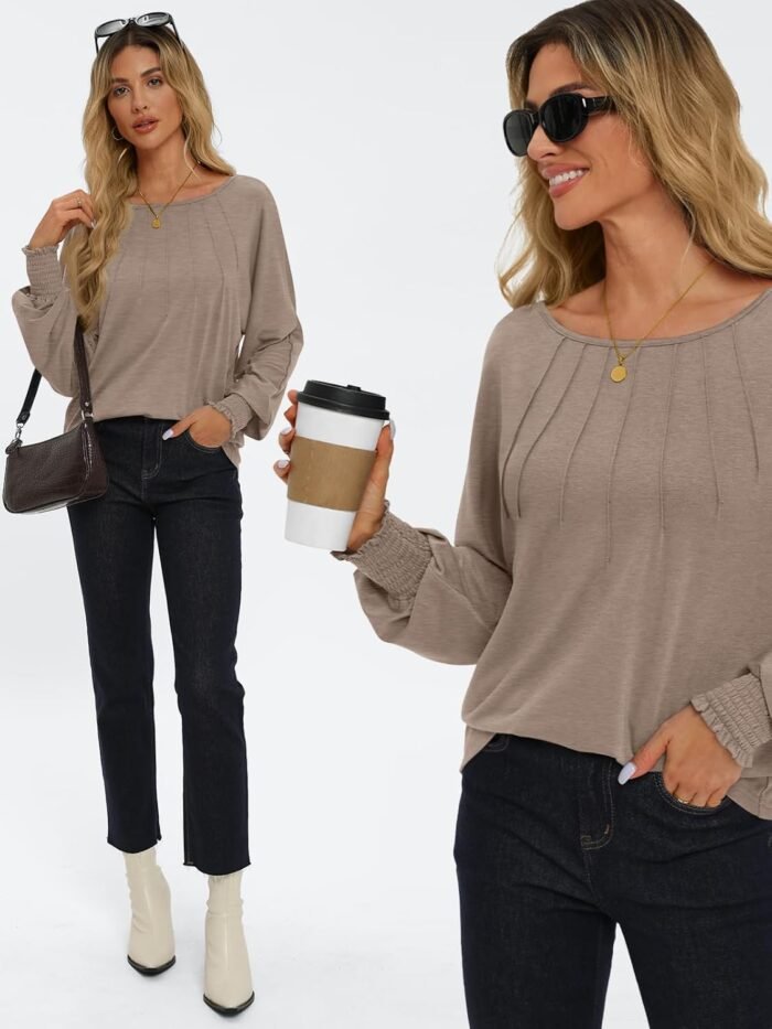 AUTOMET Womens Fall Fashion Long Sleeve Shirts Fall Tops Pleated Shirts Casual Loose Dressy Basic Trendy Clothes 2024 - Image 5
