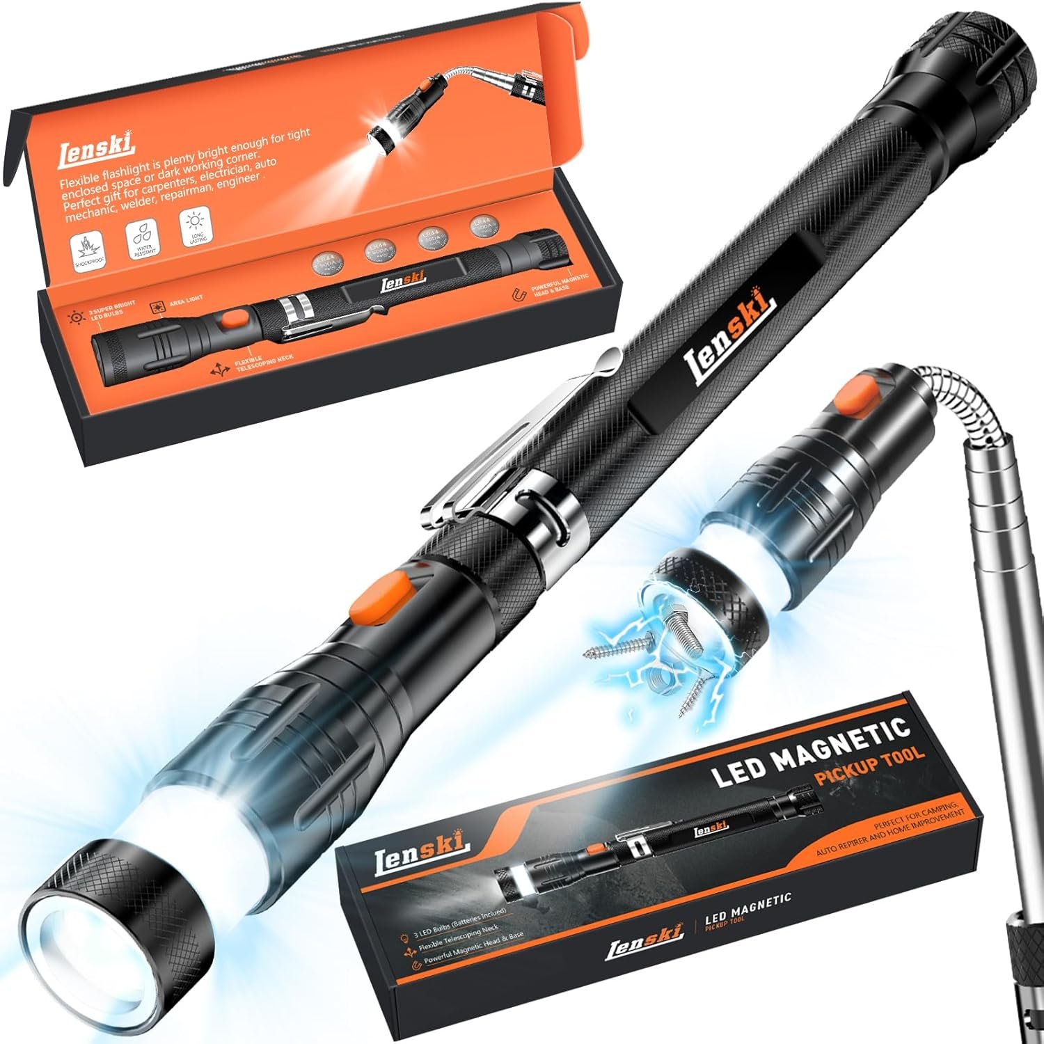 Lenski Stocking Stuffers for Adults Men, Christmas Gifts for Men Magnetic Pick up Tool, Mens Gifts for Dad, Dad Gifts for Men Who Have Everything, Grandpa Husband Gifts, Cool Stuff Gadgets for Men