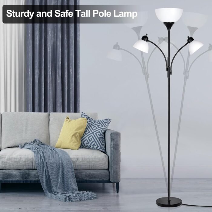 RIGLG Floor Lamps for Living Room,Standing Lamp with Stepless Dimming, 3 Lights Adjustable Reading Lights, Morden Tall Lamps for Living Room, Bedroom, Office - Image 4