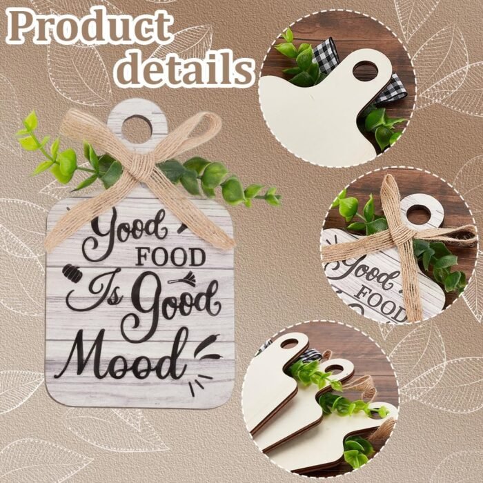 PH PandaHall 4pcs Kitchen Wall Decor Wood Sign, Eat Wooden Cutting Board Sign Farmhouse Tiered Tray with Hemp Rope Wall Art Wood Rustic Hanging Wall Decor for Home Kitchen Dining Living Room Bar Cafe - Image 4