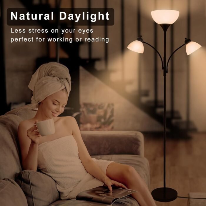 RIGLG Floor Lamps for Living Room,Standing Lamp with Stepless Dimming, 3 Lights Adjustable Reading Lights, Morden Tall Lamps for Living Room, Bedroom, Office - Image 5