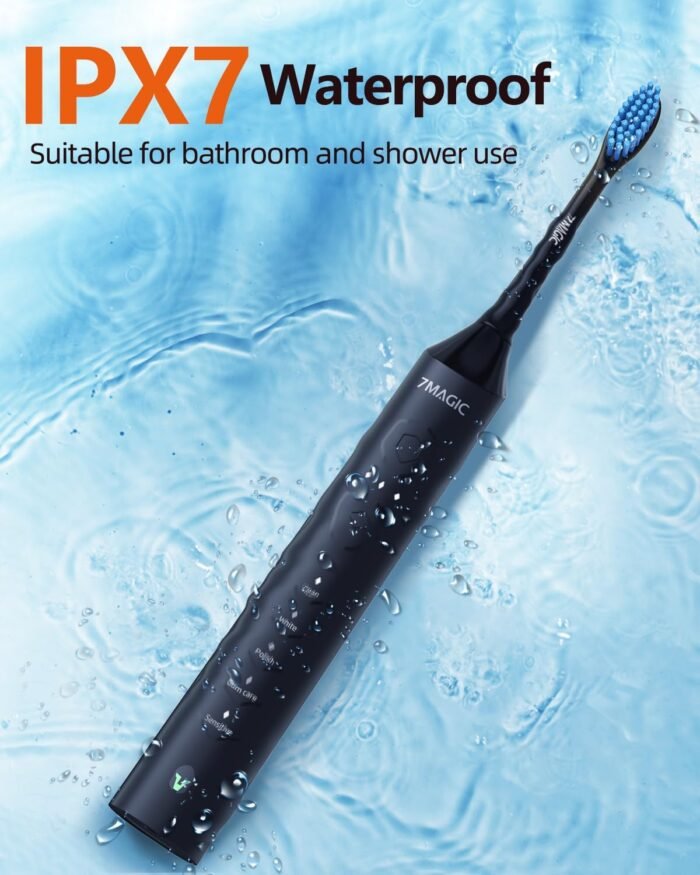 Electric Toothbrush for Adults, Sonic Toothbrush with 3 Intensity Levels & 5 Modes, One Charge for 90 Days, Rechargeable Electric Toothbrush with 6 Toothbrush Heads & 40,000 VPM Deep Clean(Black) - Image 6