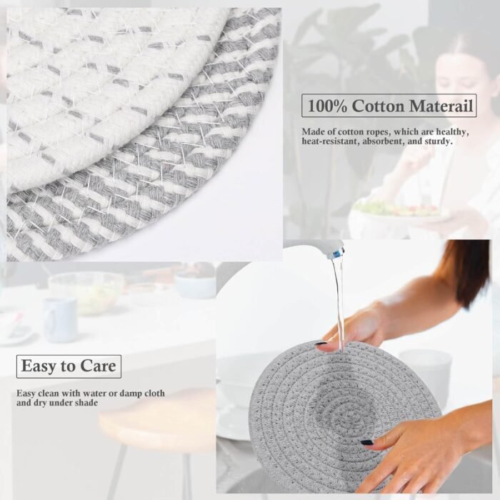 Billbotk 7" Trivets for Hot Dishes, Hot pots and Pans, 4 Heat Resistant Hot Pads, Pot Holders for Kitchen, Hot Plate Mats for Kitchen Countertops, Table, Home Essentials, Farmhouse Decor - Image 3