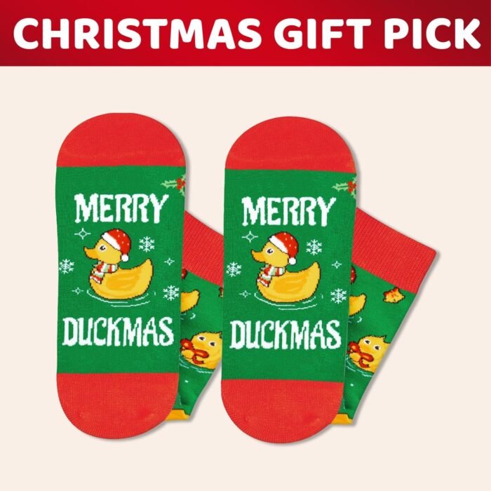 HAPPYPOP Christmas Gifts Stocking Socks for Men Women - Duck Socks Xmas Stocking with Greeting Card for Teen Boys Girls, Santa Socks for Christmas - Image 6