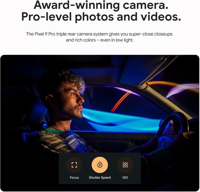 Google Pixel 9 Pro - Unlocked Android Smartphone with Gemini, Triple Rear Camera System, 24-Hour Battery, and 6.3" Super Actua Display - Obsidian - 128 GB - Image 3
