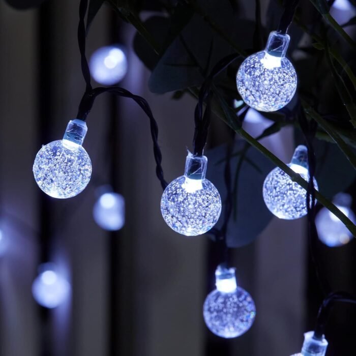 Brightown 2-Pack 120 LED 72 FT Solar String Lights Outdoor, Crystal Globe Lights with 8 Lighting Modes, Waterproof Solar Powered Patio Lights for Garden Yard Porch Wedding Party Decor (Pure White) - Image 5