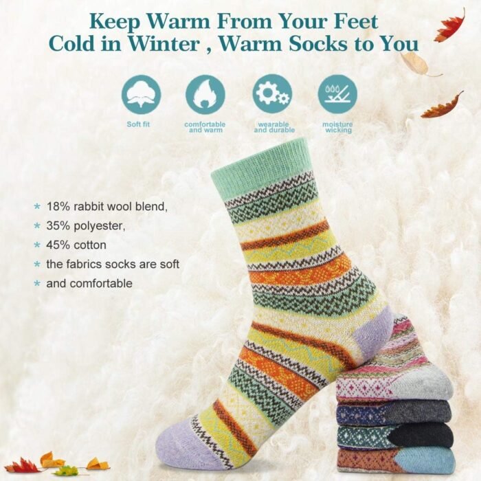 FYC Women Socks Winter - Gifts for Women - Warm Thick Soft Wool Socks Christmas Gifts Socks Cozy Crew Socks - Image 4