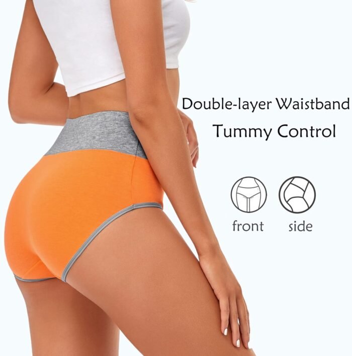 CULAYII High Waisted Underwear for Women Cotton No Muffin Top Full Coverage Briefs Soft Stretch Ladies Panties 5 Pack - Image 4