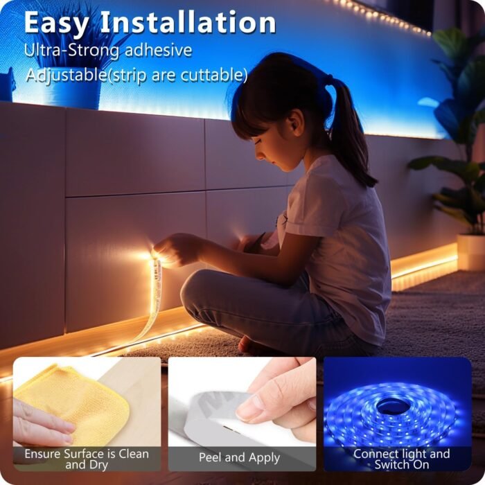 DAYBETTER LED Lights for Bedroom 132ft (2 Rolls of 65.6ft), Music Sync Color Changing Strip Lights with Remote, 24V Power Supply, Classroom Lighting, Room Decor for Teen Girls Boys Birthday Gifts - Image 6