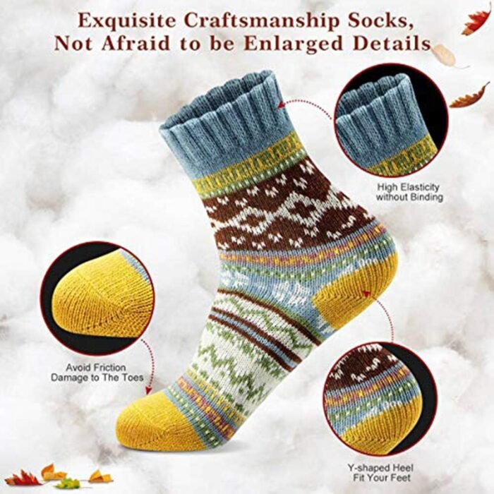 MORECOO Womens Socks Winter - Christmas Gifts for Women - Thick Wool Soft Warm Fuzzy Cozy Crew Socks for Women - Image 5