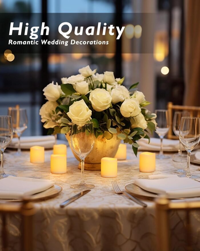 Homemory 100Pack Flickering Flameless Votive Candles, 200+Hour Electric Fake Candles, Battery Operated LED Tealight for Wedding, Outdoor, Table, Festival (Amber Yellow,Battery Included) - Image 3