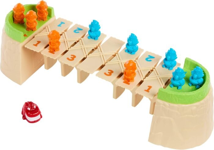 Mattel Games Greedy Gator 2-Player Kids Game for Game Nights & Parties, Get Monkeys Across The Bridge First with Rolling Alligator - Image 2