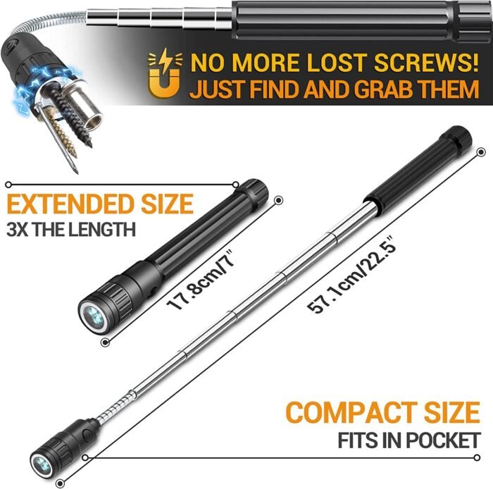 CRANACH Christmas Stocking Stuffer LED Telescoping Magnet Flashlight - Unique Gift for Men, Dad, Husband, Boyfriend, and Adults. Ideal Tool for Hard-to-Reach Places - Image 4