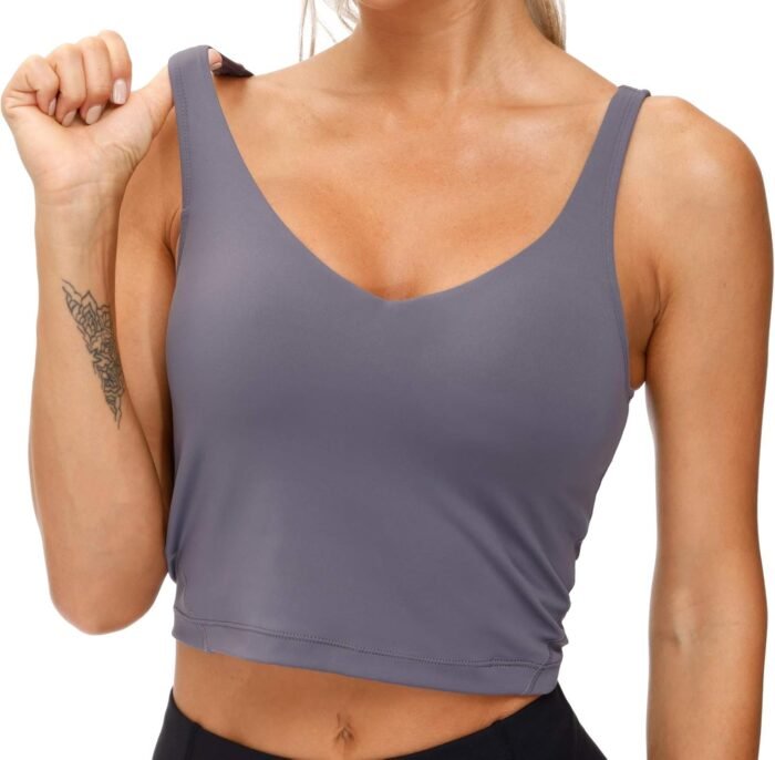 THE GYM PEOPLE Womens' Sports Bra Longline Wirefree Padded with Medium Support - Image 3