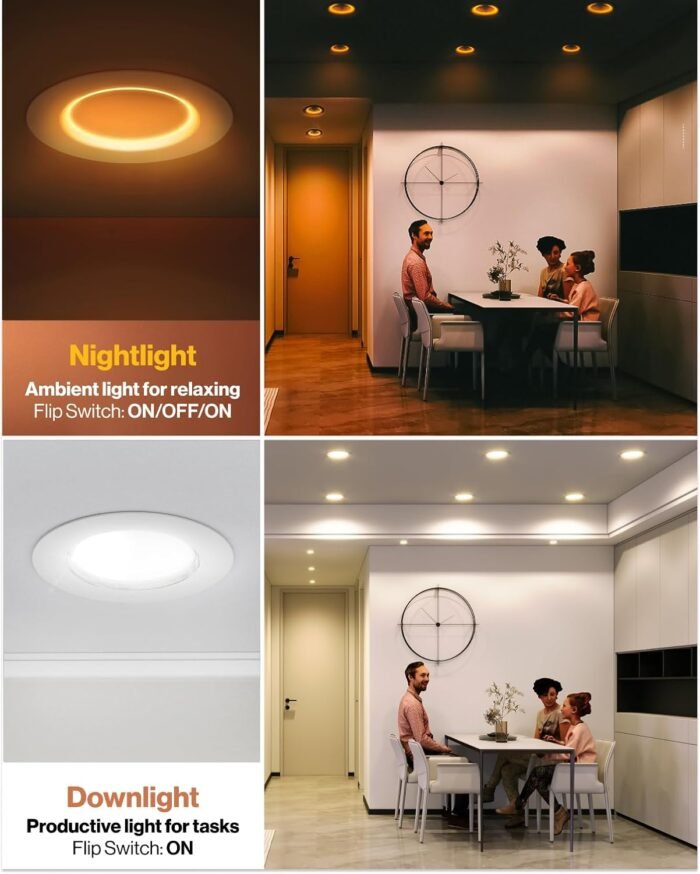 Sunco 12 Pack 6 Inch LED Recessed Lighting Retrofit with Night Light, 2700K/3000K/4000K/5000K/6000K Selectable, Dimmable Can Lights, 12W, 1000LM, Damp Rated, Retrofit Installation - ETL - Image 2