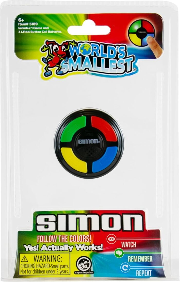 World's Smallest Simon – Exact Replica of The Original Electronic Memory Game - Only 2 inches in Diameter, Featuring Four Color Window Buttons and Authentic Tonal Sounds - Recommended for Ages 6+ - Image 3