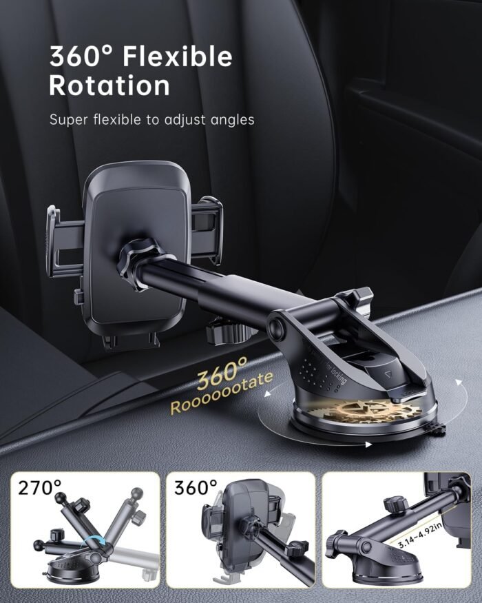 [2024 Newest Upgraded Strongest Military-Grade Phone Holders for Your Car 3in1 Cell Phone Car Mount Dashboard Vent Windshield Phone Holder Fit for iPhone 15 14 13 Pro Max - Image 4