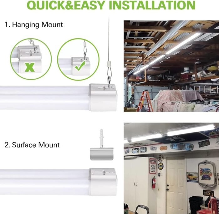 6 Pack 4FT Linkable LED Shop Light, Utility Shop Light Fixture, 4400lm, 42W [250W Equivalent], 5000K Daylight Shop Lights for Garage, Hanging or Surface Mount, with Power Cord, ETL, Black - Image 5