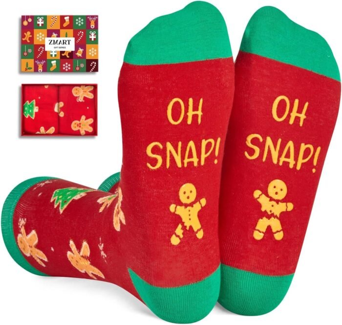 Zmart Christmas Gifts Stocking Socks For Men Women - Gingerbread Secret Santa Socks Xmas Stocking Stuffers For Dad Mom Teens