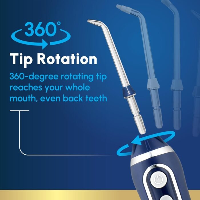 Waterpik Cordless Advanced 2.0 Water Flosser For Teeth, Gums, Braces, Dental Care With Travel Bag and 4 Tips, ADA Accepted, Rechargeable, Portable, and Waterproof, Blue WP-583, Packaging May Vary - Image 6